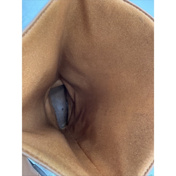 Vtg 80s  Brown Camel Leather Slouch Boots Flat Heel Under Knee Size 8 1/2 - Picture 10 of 10